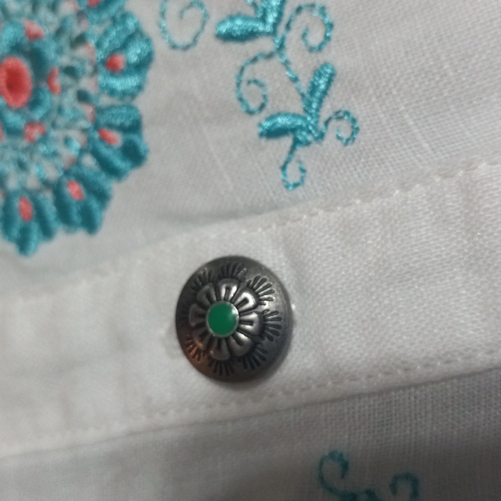 Tasha Polizzi White Blouse with Blue Embroidery - Picture 10 of 12